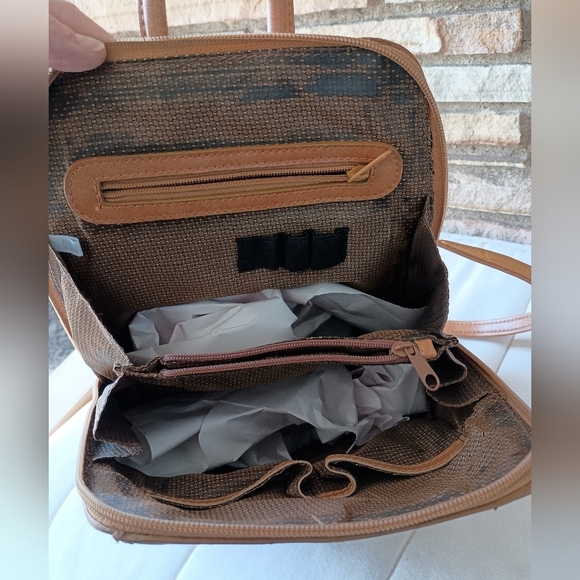 Vintage MC Marc Chantal Tan Embossed Leather Bag Purse Silver Western Details - Picture 7 of 10